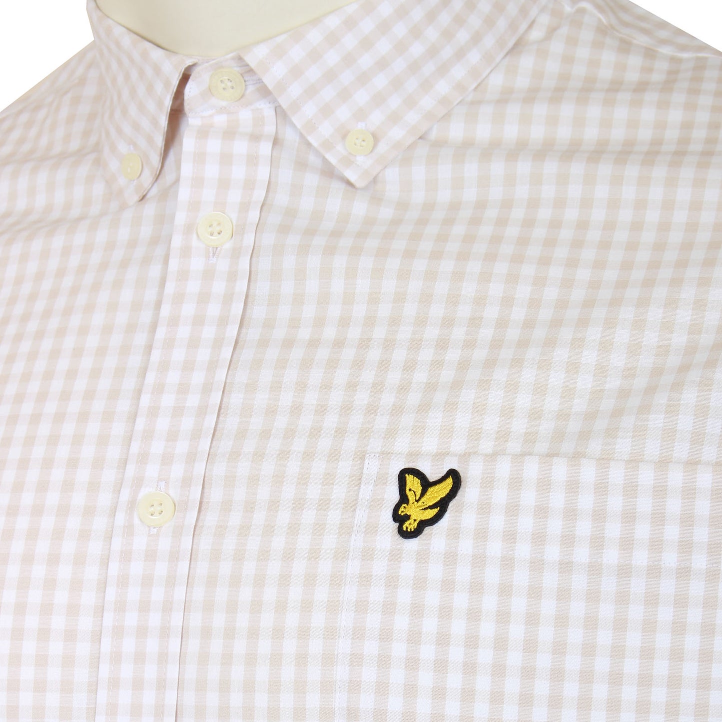 Lyle & Scott Plus Size Gingham Slim Short Sleeve Shirt Cove/White