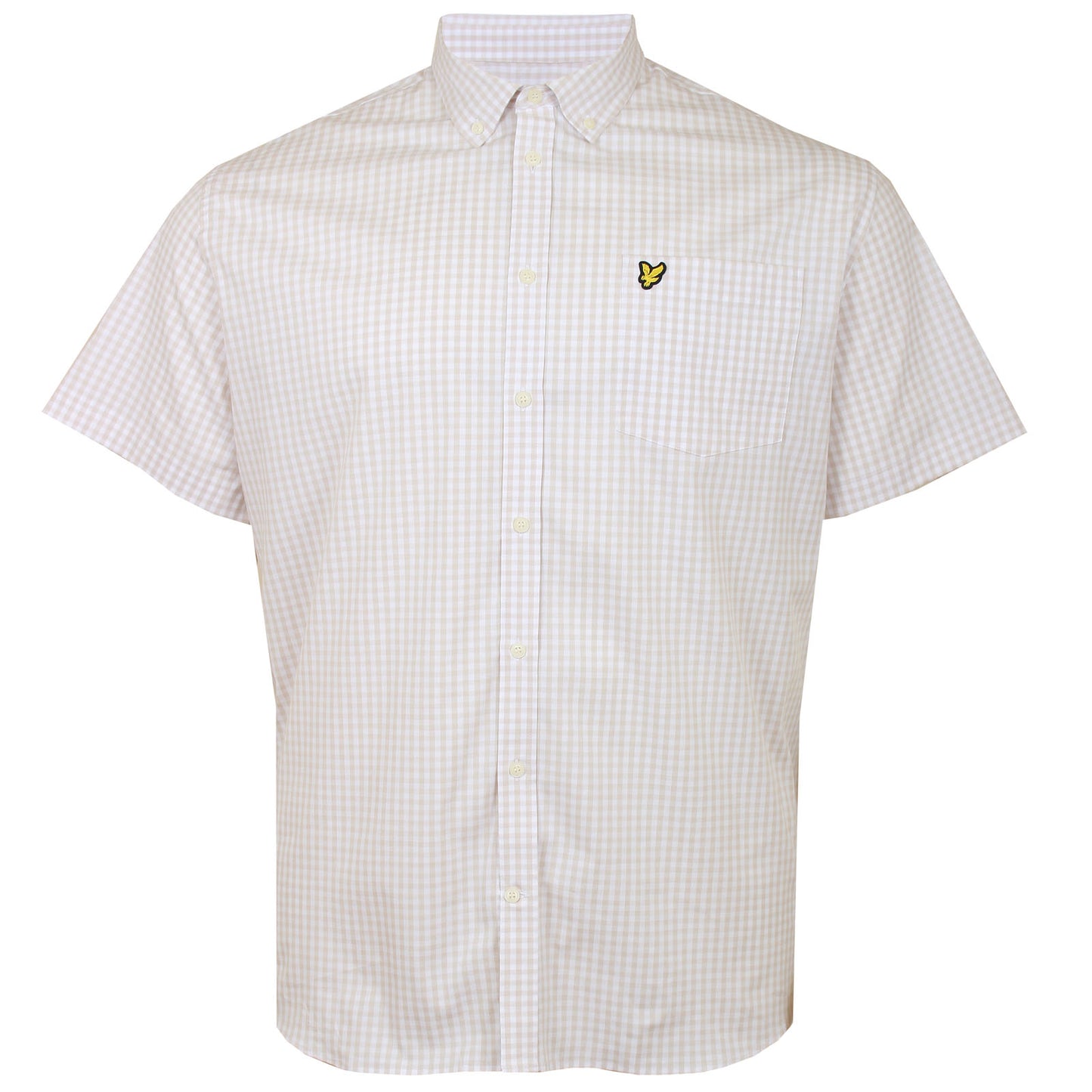 Lyle & Scott Plus Size Gingham Slim Short Sleeve Shirt Cove/White