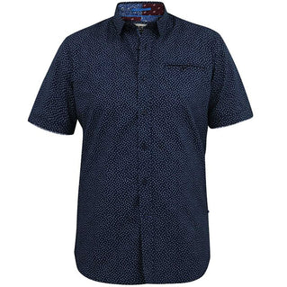 D555 Plus Size Brody Ao Micro Print S/S Shirt Navy