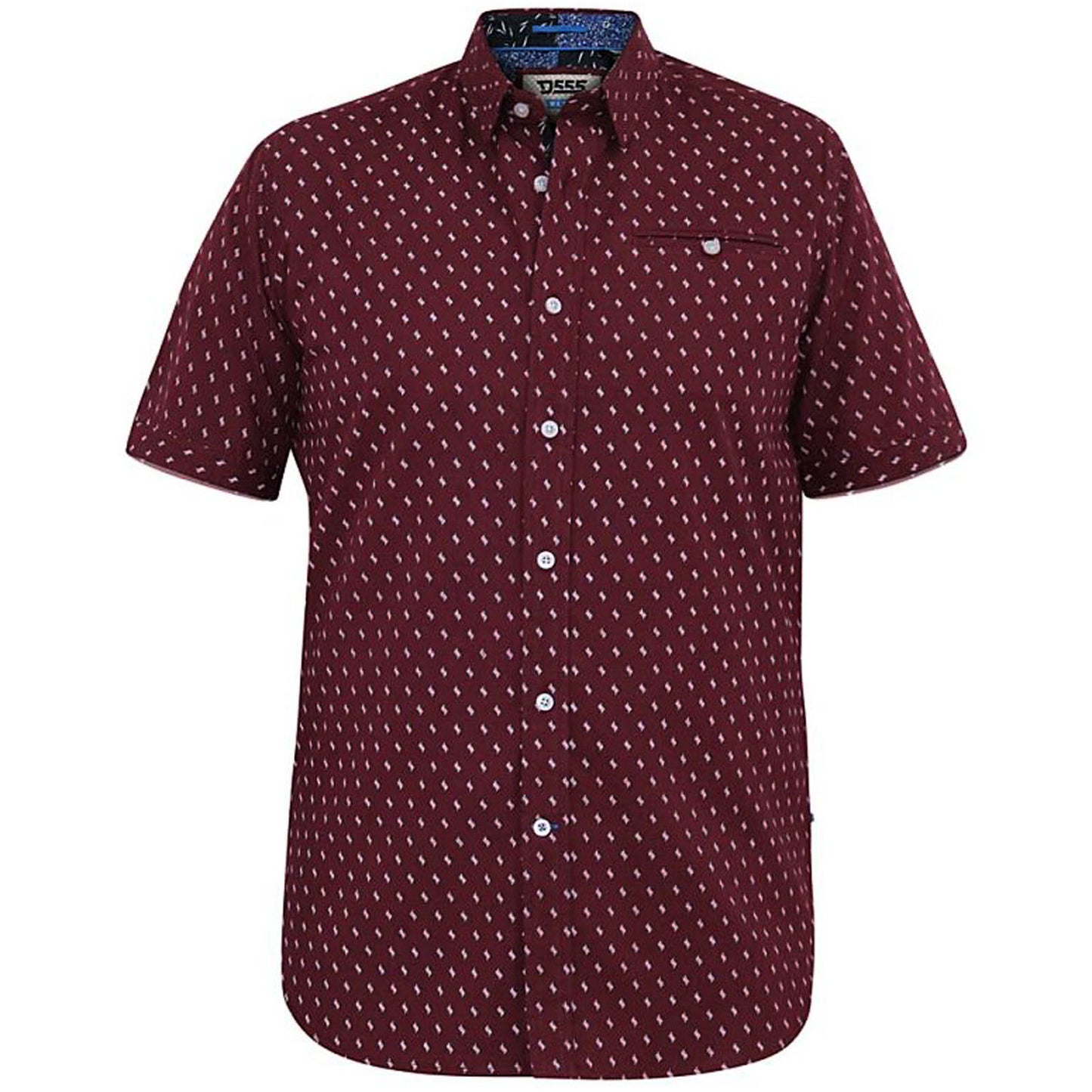 Plus Size Dunstable Ao Micro Print S/S Shirt Burgundy