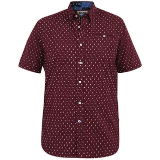 D555 Plus Size Dunstable Ao Micro Print S/S Shirt Burgundy