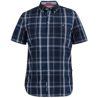 D555 Plus Size Hadstock Check S/S Shirt Blue/Navy