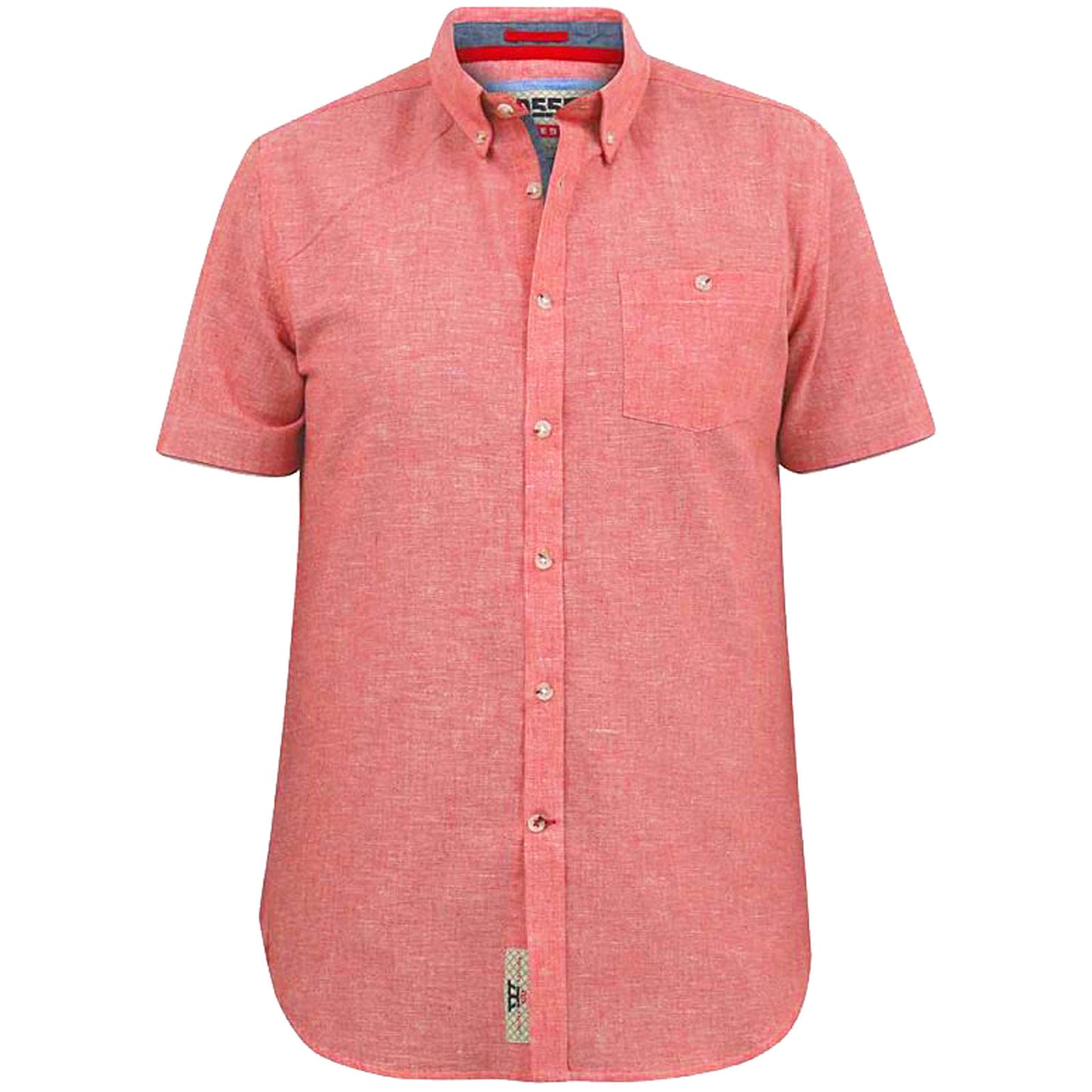 D555 Plus Size Hazelwood Linen Mix S/S Shirt Salmon