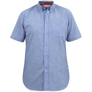 D555 Plus Size Hazelwood Linen Mix S/S Shirt Blue