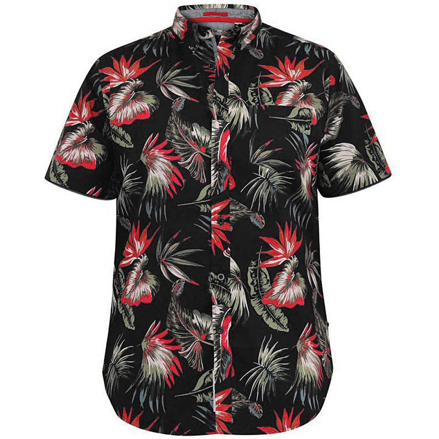 D555 Plus Size Lennox Hawaiian Print S/S Shirt Black