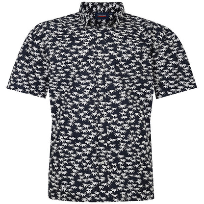 Espionage Plus Size SH411 Palm Print S/S Shirt Navy