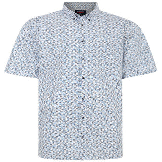 Espionage Plus Size SH415 Abstract Print S/S Shirt Blue