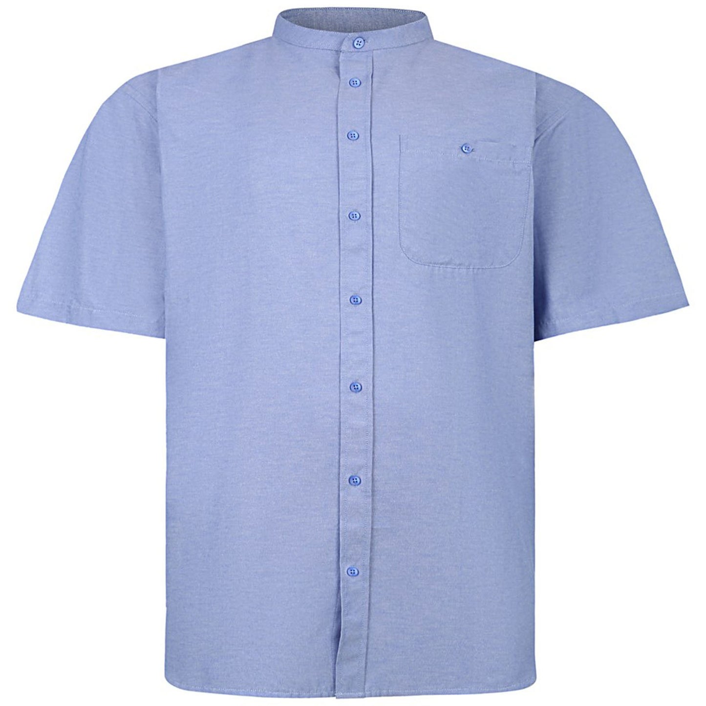 Plus Size Sh416 Oxford Grandad S/S Shirt Blue