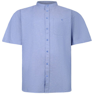 Espionage Plus Size Oxford Grandad Short Sleeve Shirt Blue