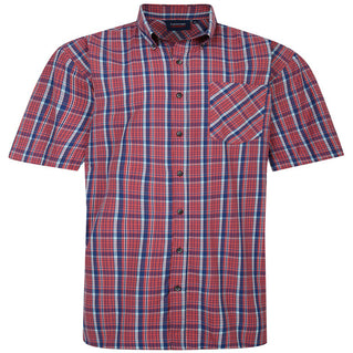 Espionage Plus Size SH406 Check S/S Shirt Coral/Navy