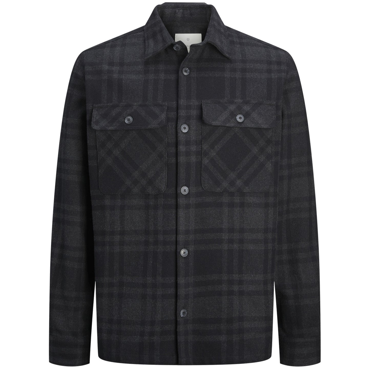 Jack & Jones Plus Size Raymond Melange Check Overshirt Black Beauty