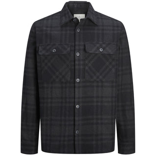 Jack & Jones Plus Size Raymond Melange Check Overshirt Black Beauty