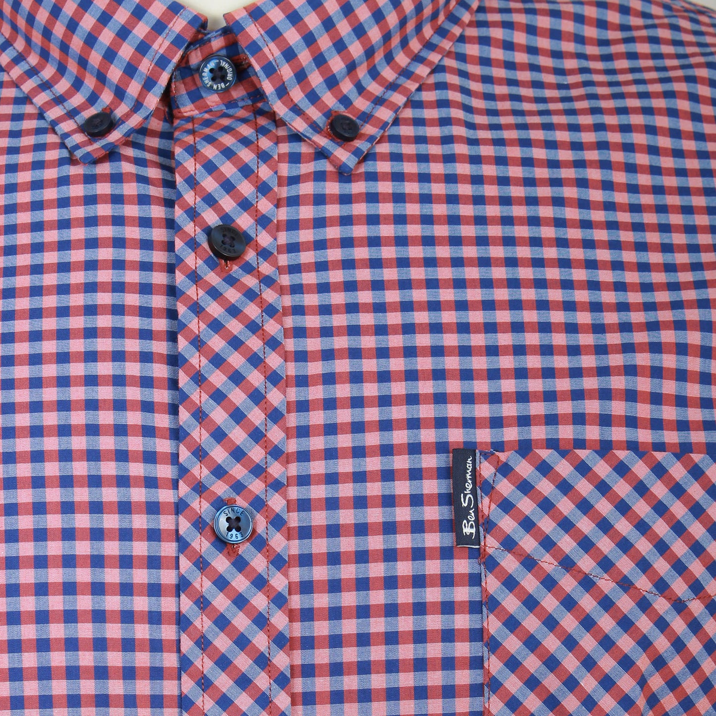 Ben Sherman Plus Size 1012348 Signature Gingham S/S Shirt Burnt Orange