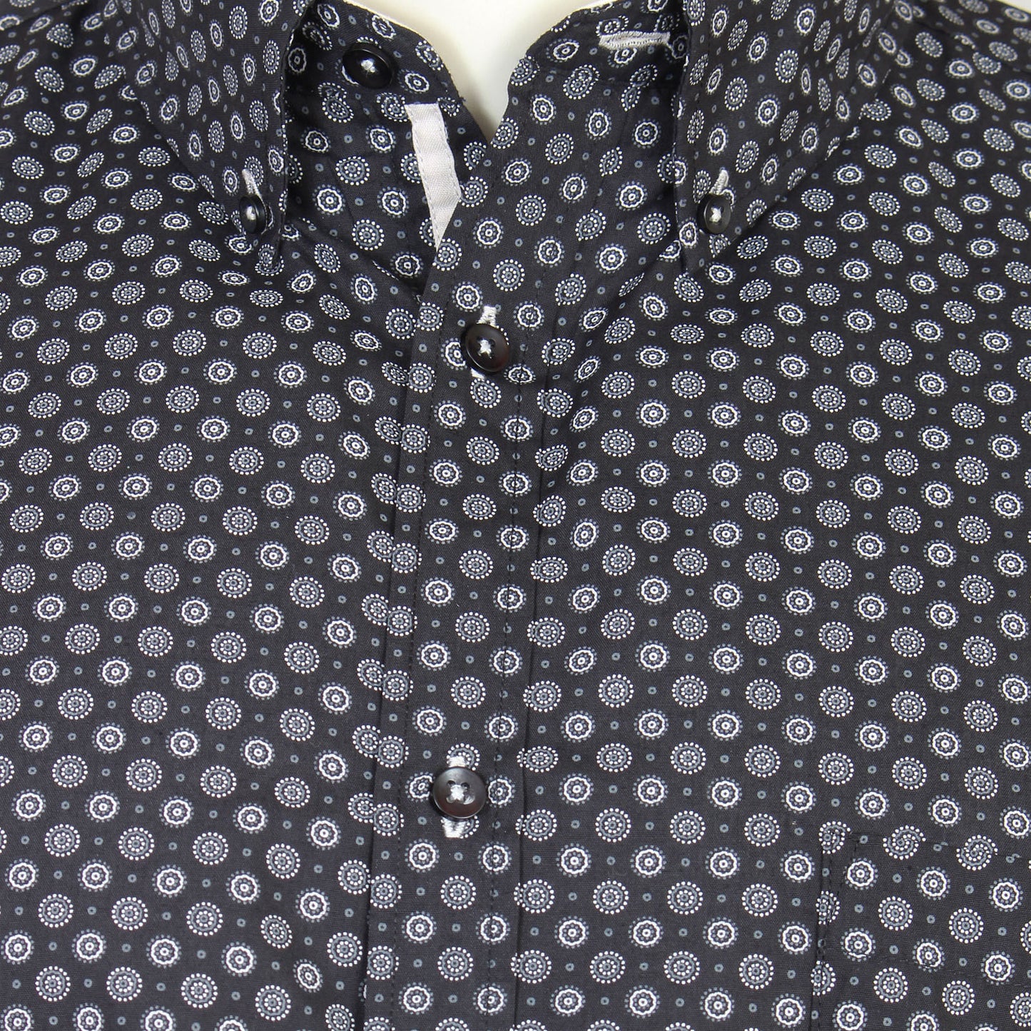 Kam Jeans Plus Size All Over Geo Print L/S Shirt Black