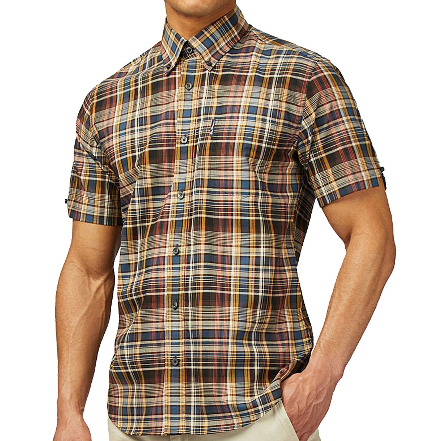 Plus Size 0077837 Gradient Check S/S Shirt Sea