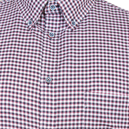 Kam Jeans Plus Size Casual Gingham Check S/S Shirt Navy