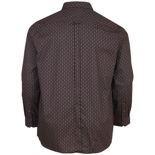 Ben Sherman Plus Size Linear Geo Print L/S Shirt Black