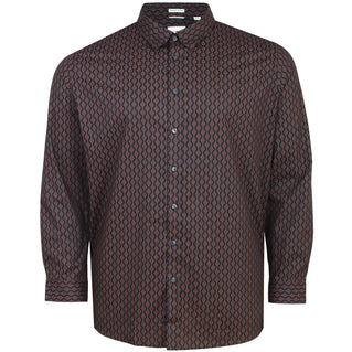 Ben Sherman Plus Size Linear Geo Print L/S Shirt Black