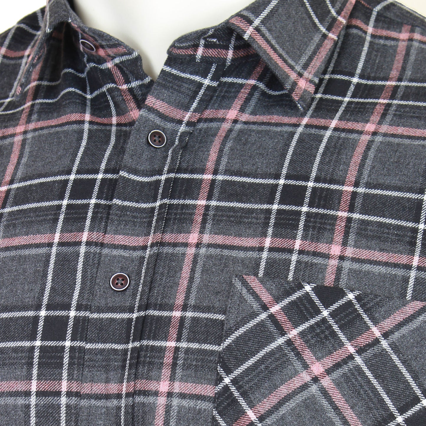 Plus Size Premium Flannel Check L/S Shirt Charcoal