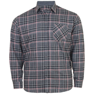 Kam Jeans Plus Size Premium Flannel Check L/S Shirt Charcoal