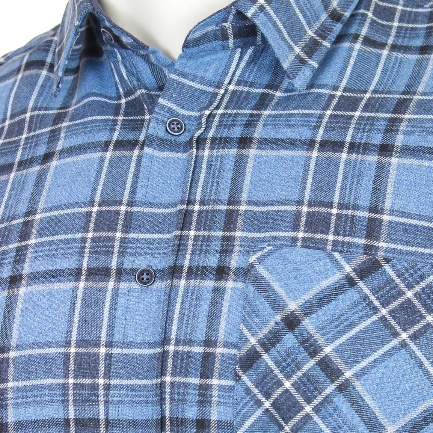 Plus Size Premium Flannel Check L/S Shirt Denim