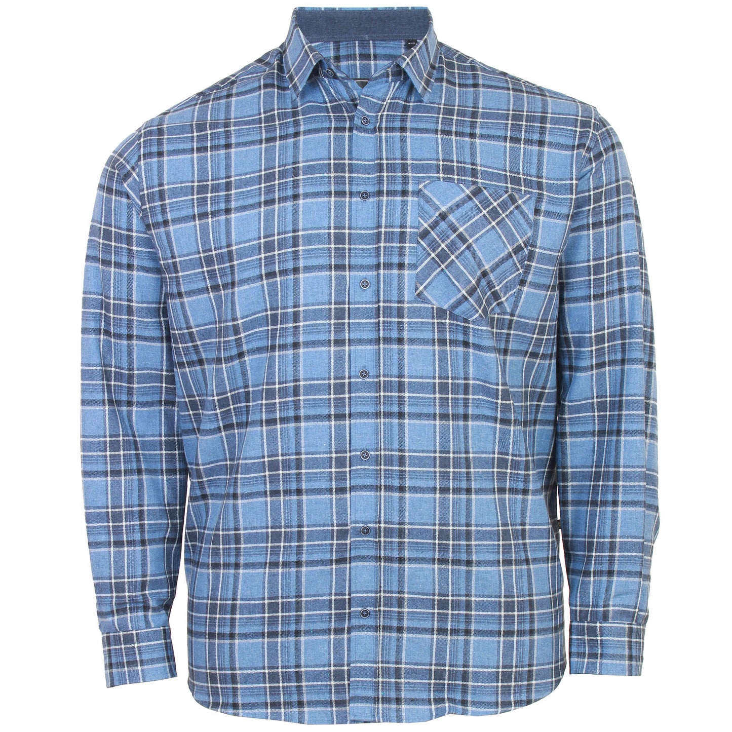 Plus Size Premium Flannel Check L/S Shirt Denim