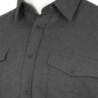 Plus Size Premium Brushed Herringbone L/S Shirt Charcoal