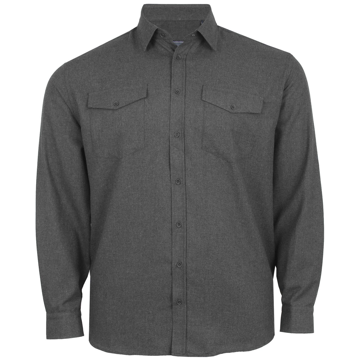 Plus Size Premium Brushed Herringbone L/S Shirt Charcoal