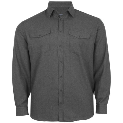 Plus Size Premium Brushed Herringbone L/S Shirt Charcoal