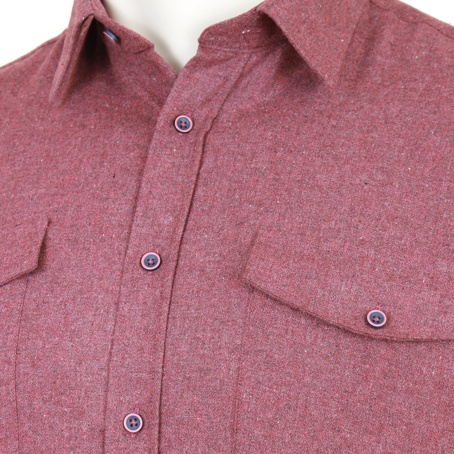 Plus Size Premium Brushed Herringbone L/S Shirt Burgundy