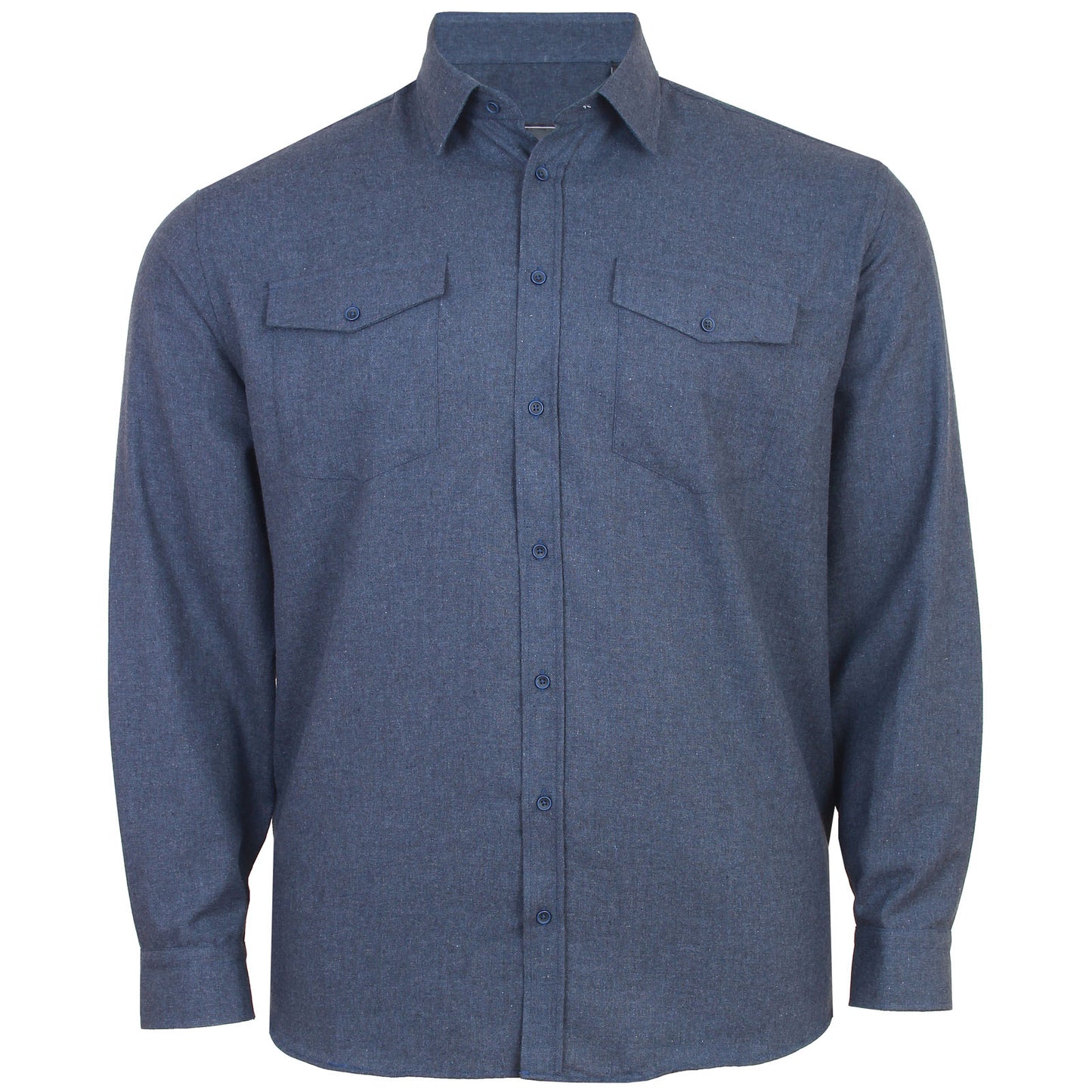 Plus Size Premium Brushed Herringbone L/S Shirt Indigo