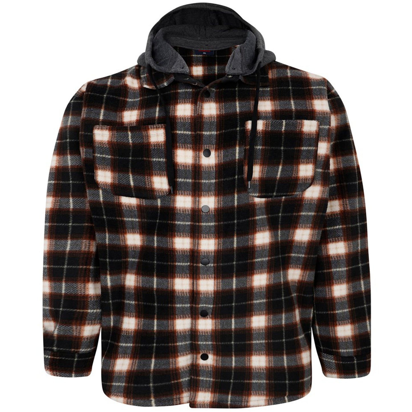 Plus Size Sh418 Check Overshirt Charcoal/Brown