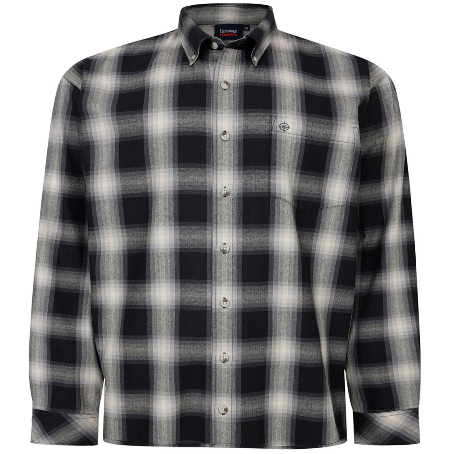 Plus Size Sh419 Check L/S Shirt Black/Grey