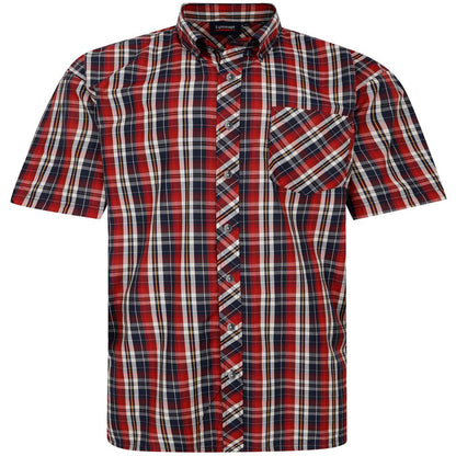 Espionage Plus Size Sh422 Check S/S Shirt Red/Navy