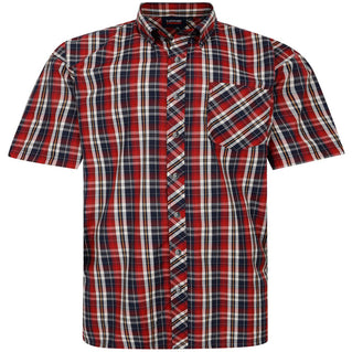 Espionage Plus Size Check Short Sleeve Shirt Red/Navy