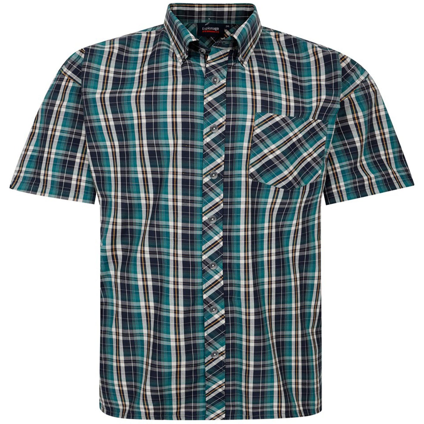 Plus Size Sh422 Check S/S Shirt Green/Navy