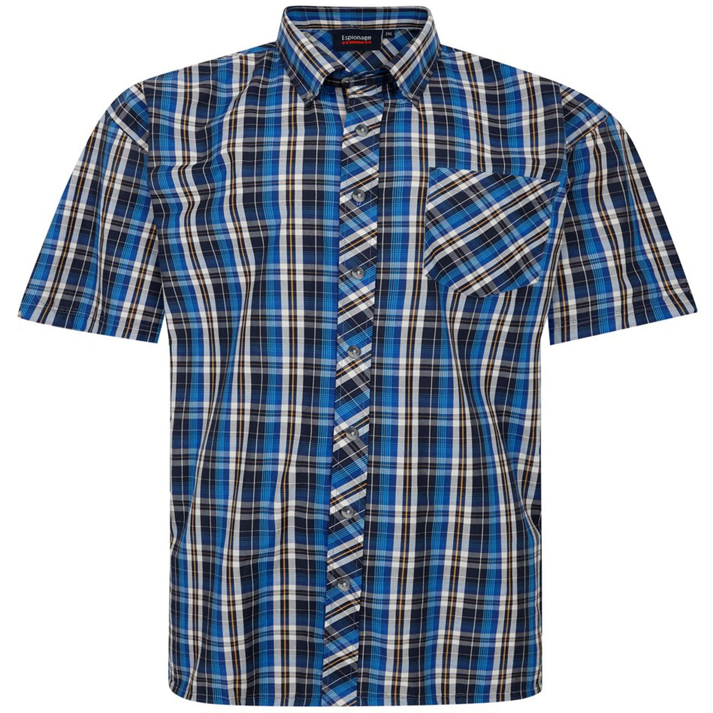 Plus Size Sh422 Check S/S Shirt Blue/Navy