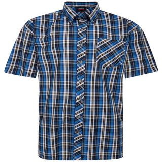 Espionage Plus Size SH422 Check S/S Shirt Blue/Navy