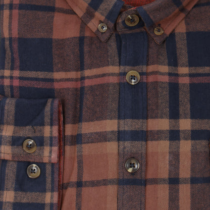 Plus Size Sherlock Check L/S Overshirt Navy/Tan