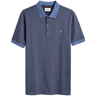 Farah Plus Size Stafford Jacquard Polo Steel Blue