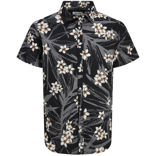 Jack & Jones Plus Size Hawaii Aop Short Sleeve Shirt Black