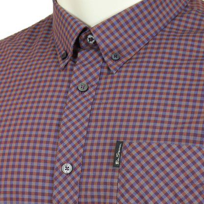 Ben Sherman Plus Size 59142 Signature Gingham Check S/S Shirt Ginger