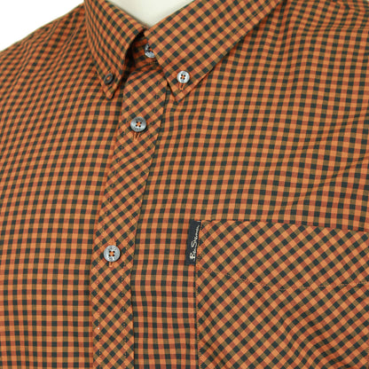 Ben Sherman Plus Size 59142 Signature Gingham Check S/S Shirt Mustard