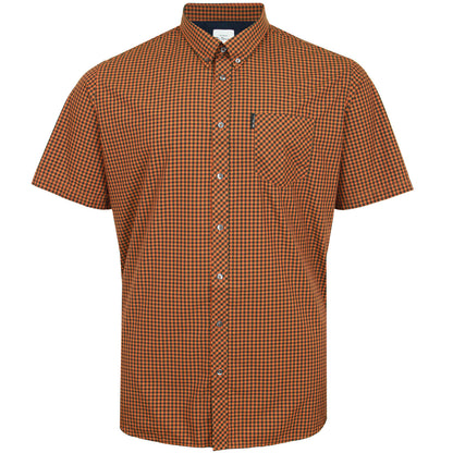 Ben Sherman Plus Size 59142 Signature Gingham Check S/S Shirt Mustard