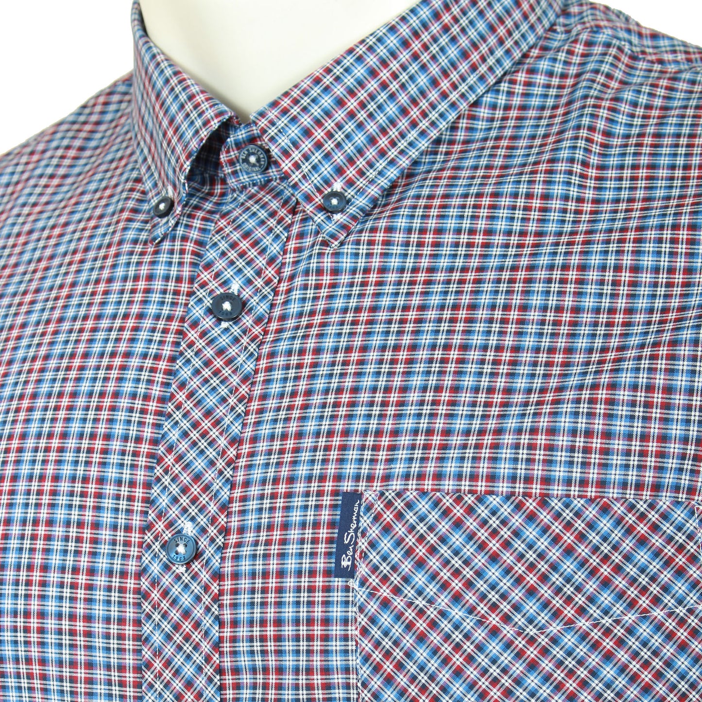 Ben Sherman Plus Size 74134 Checked S/S Shirt Red