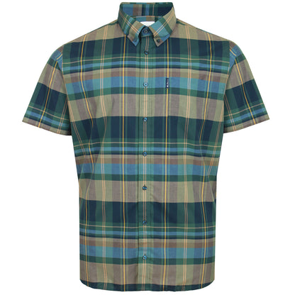 Ben Sherman Plus Size 74137 Tartan Check S/S Shirt Fraser Green