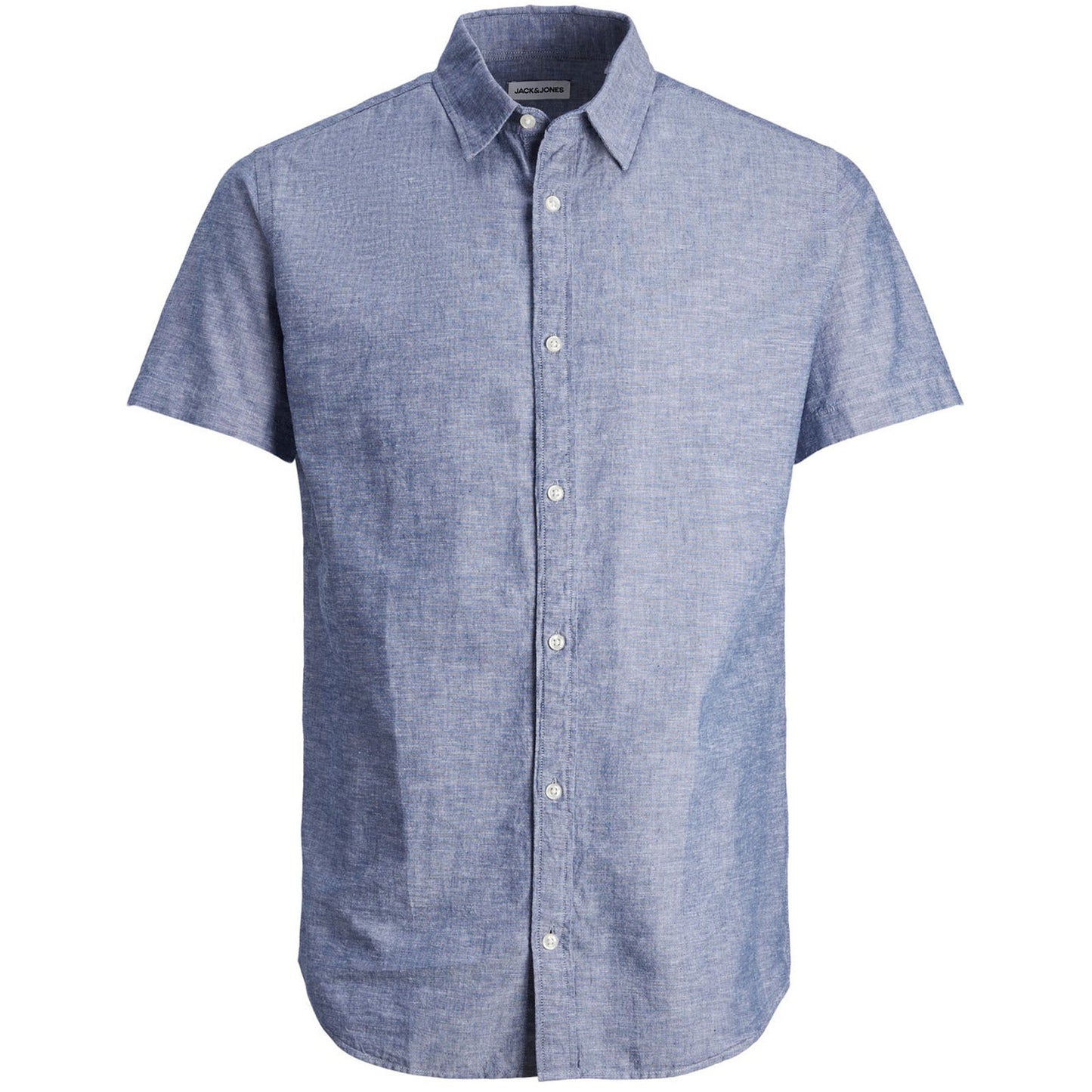 Plus Size Linen Blend S/S Shirt Faded Denim