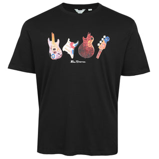 Ben Sherman Plus Size Smashed Guitars T-Shirt Black