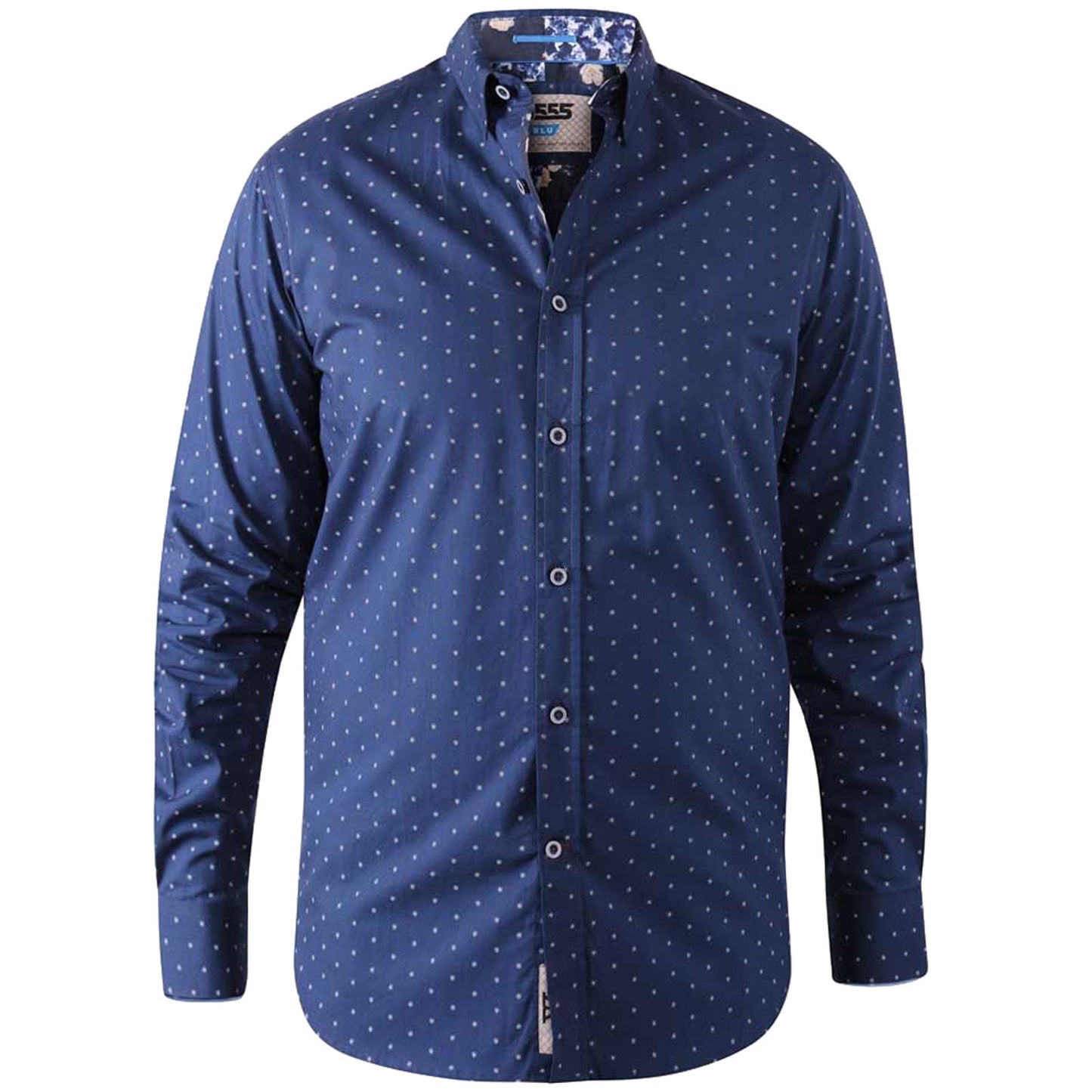 D555 Tall Fit Chilton Micro Aop L/S Shirt Navy (Tall Fit)