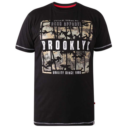 D555 Tall Bricket Camo Brooklyn Print T-Shirt Black